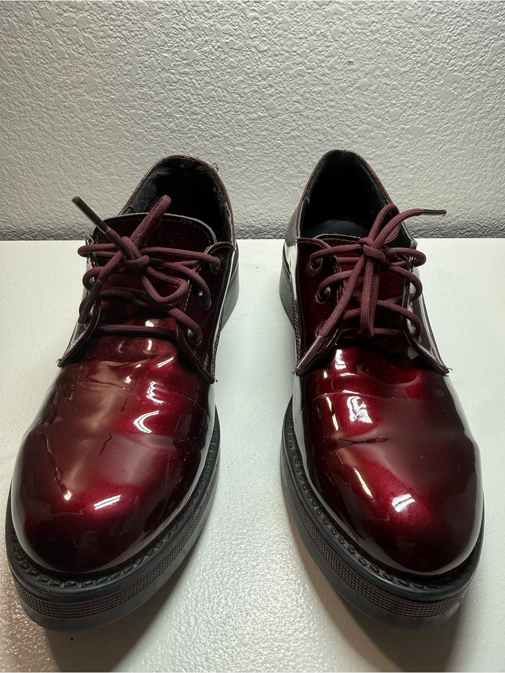 Forever 21 Shiny Burgundy Derby Shoes